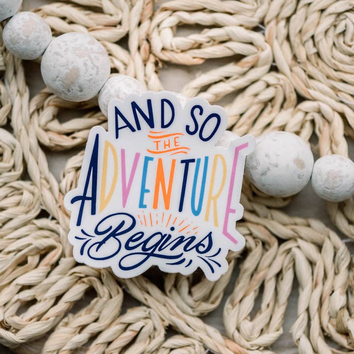 Savannah and James Co - Wholesale Sticker - Adventure Awaits Colorful Vinyl Sticker, 3x3 in1
