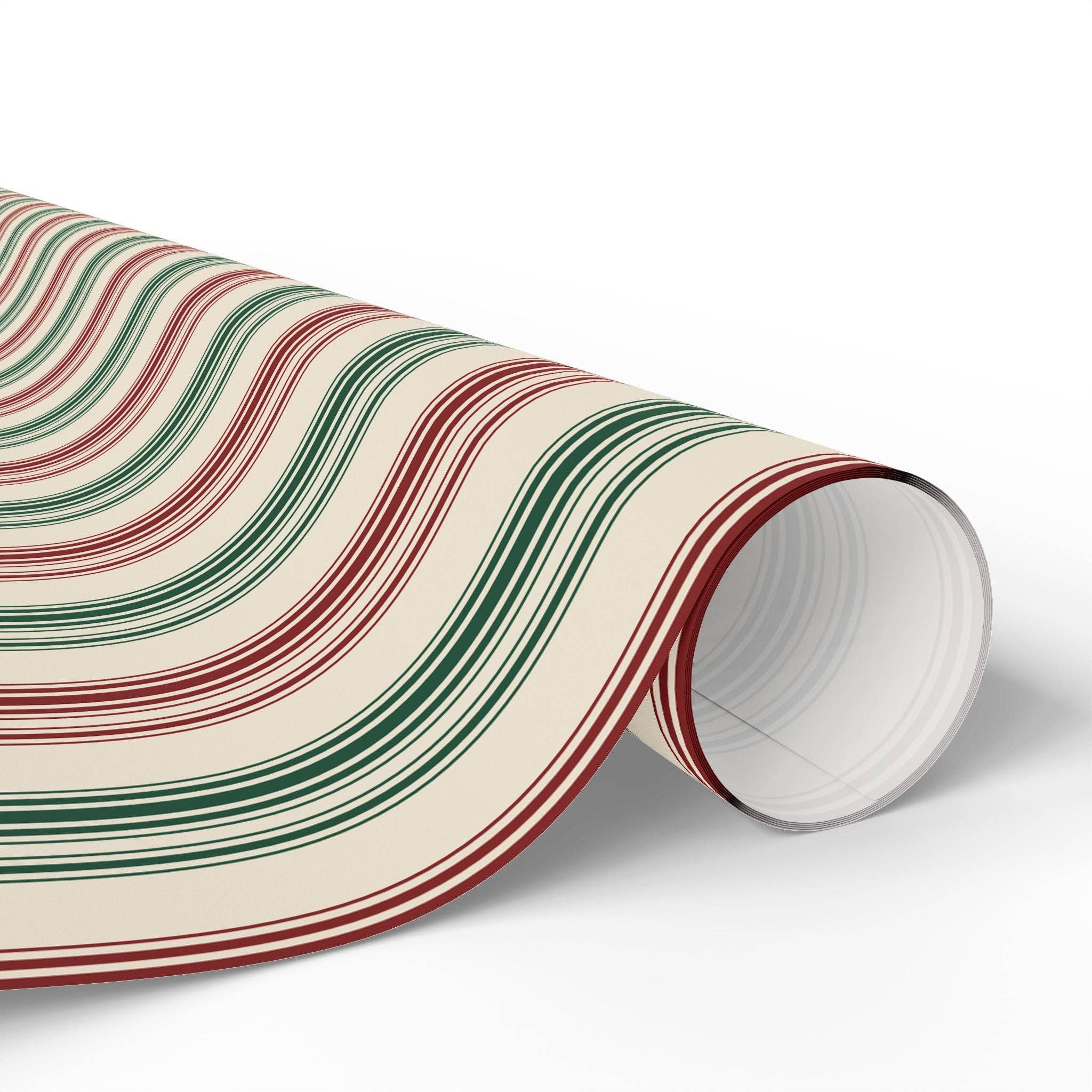 Lokipawz - Wholesale Wrapping Paper Roll - Festive Red & Green Striped Wrapping Paper1