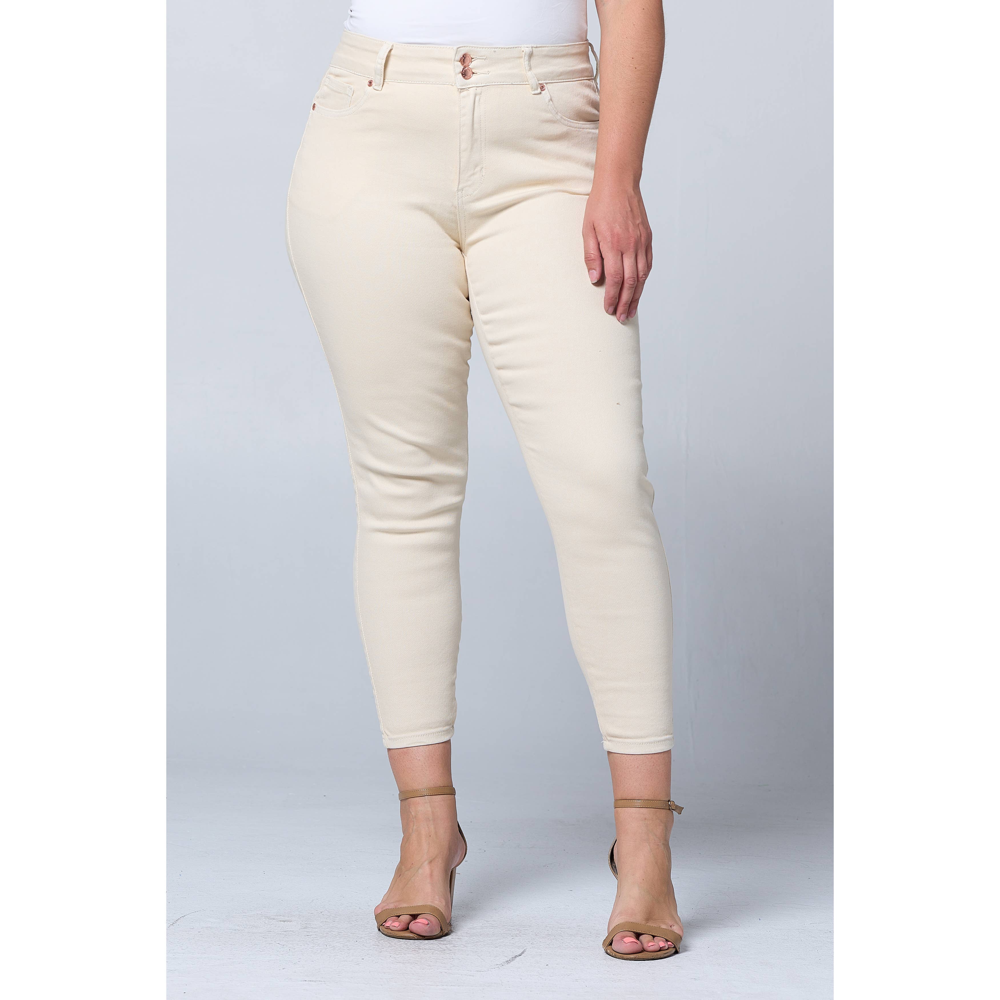 Donkerblauw Plus Size Skinny Jeans met Buikcorrigerende Taille en Lifting voor de Billen PH3502X Donkerblauw voor groothandel op Faire24