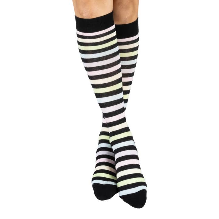 FootClothes LLC – wholesale Socks – Unisex – Pastel Rainbow Stripes Knee High Socks4