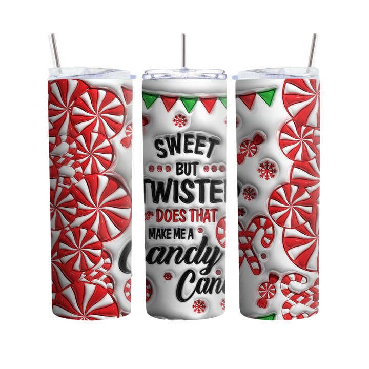 Peppermint Candy Cane Christmas Tumbler, Red and White Holiday Cup, Festive Seasonal Drinkware, Perfect for Winter Celebrations for wholesale by Inspire Me Positive