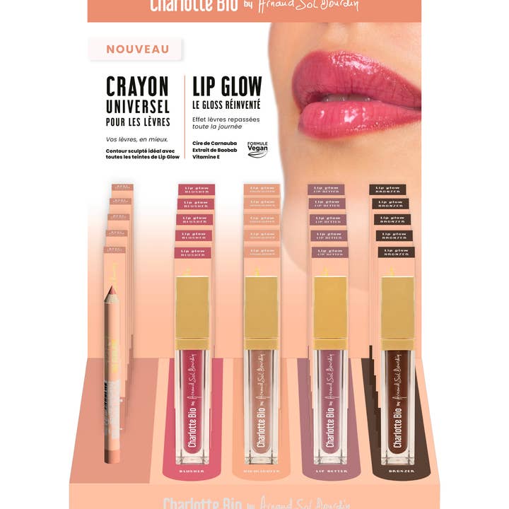 Lip Glow & Crayon Display for wholesale by CHARLOTTE BIO
