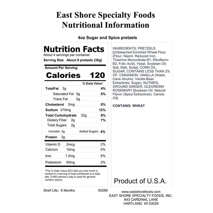East Shore Specialty Foods, Inc. - Wholesale Pretzels - East Shore - Sugar & Spice Pretzels (Available 09/15-12/10)1