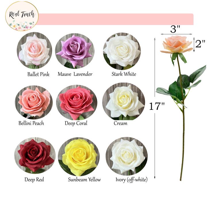 Angel Isabella – wholesale Konstgjorda blommor – 17" Medium blommande ros stjälk-Fuktighetsbevarande beläggning Nyklippt avgift