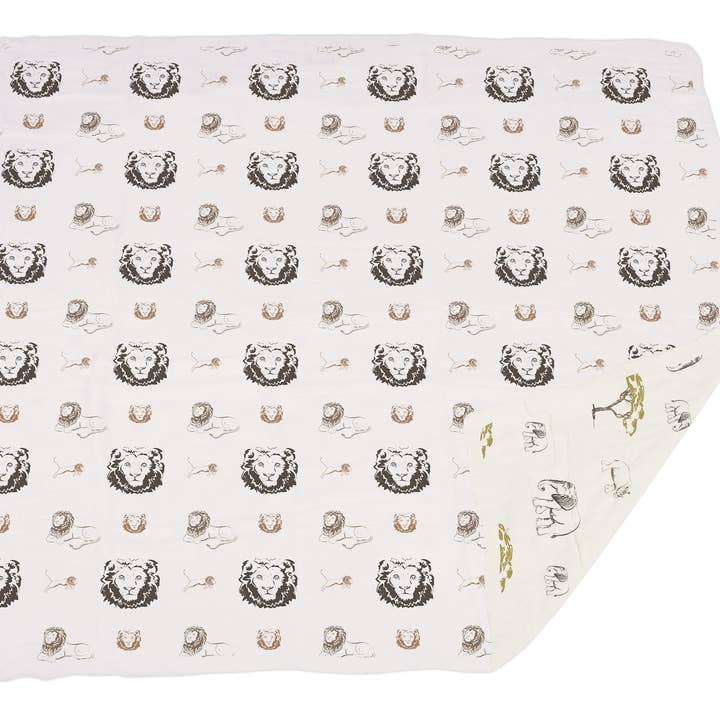 Newcastle Classics - Wholesale Bedding Blanket - Kids & Baby - Hear Me Roar Lion and Rhinos and Elephants Newcastle Blanket