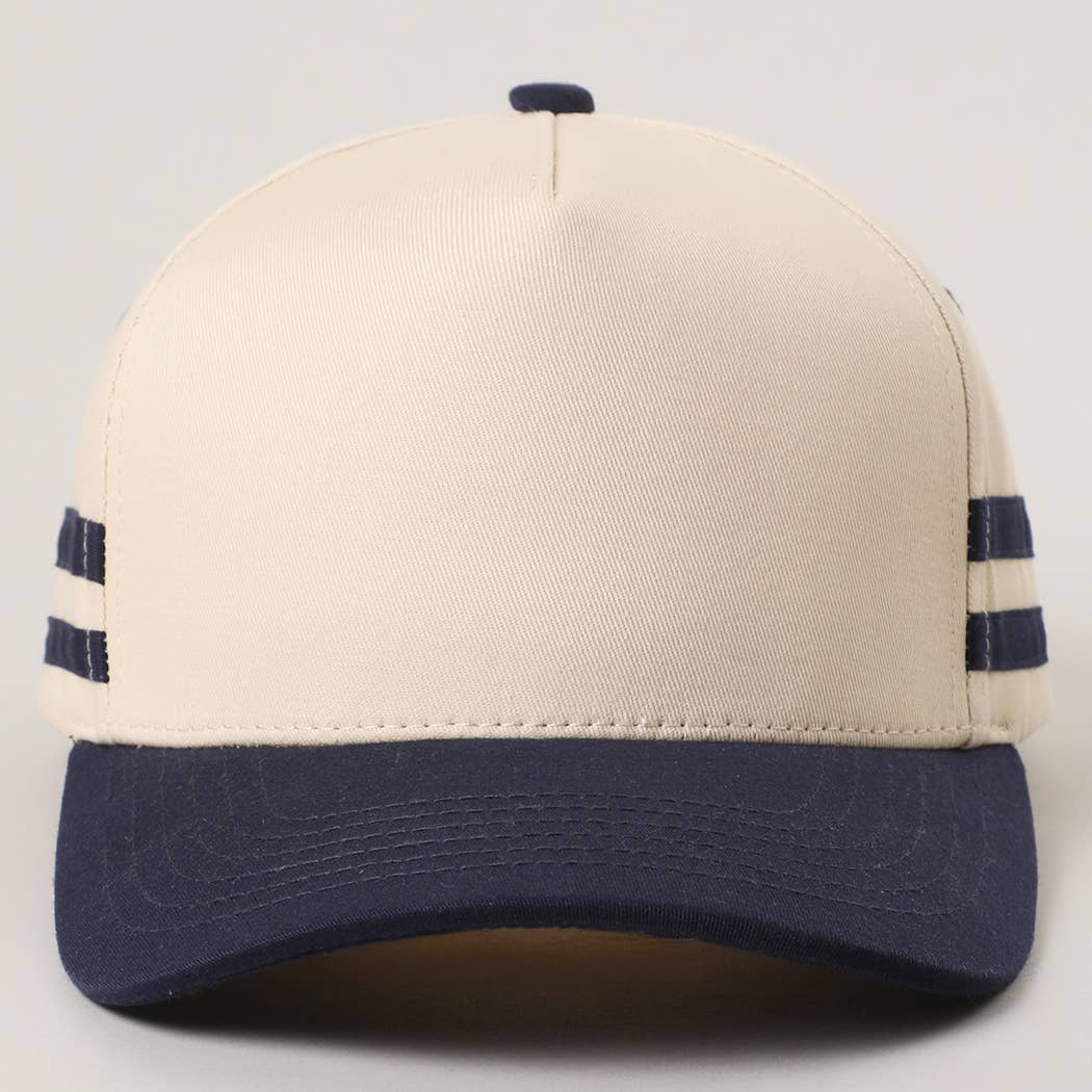 Fashion City - Wholesale Trucker Hat - Unisex - Two Tone Canvas Cotton Two Stripes Trucker Hat 9