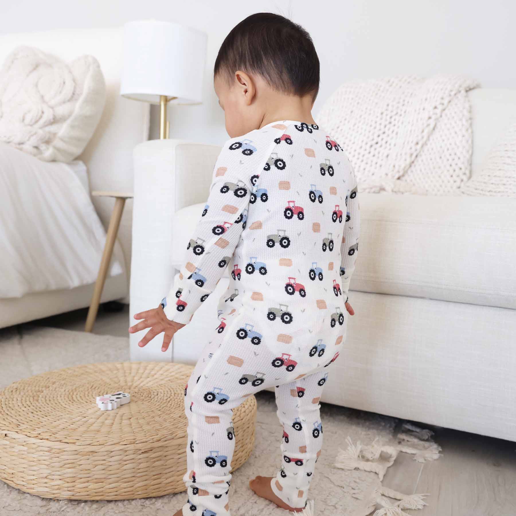 Caden Lane - Wholesale Jumpsuit - Baby - Little Farmer Bamboo Waffle Convertible Zip Romper7