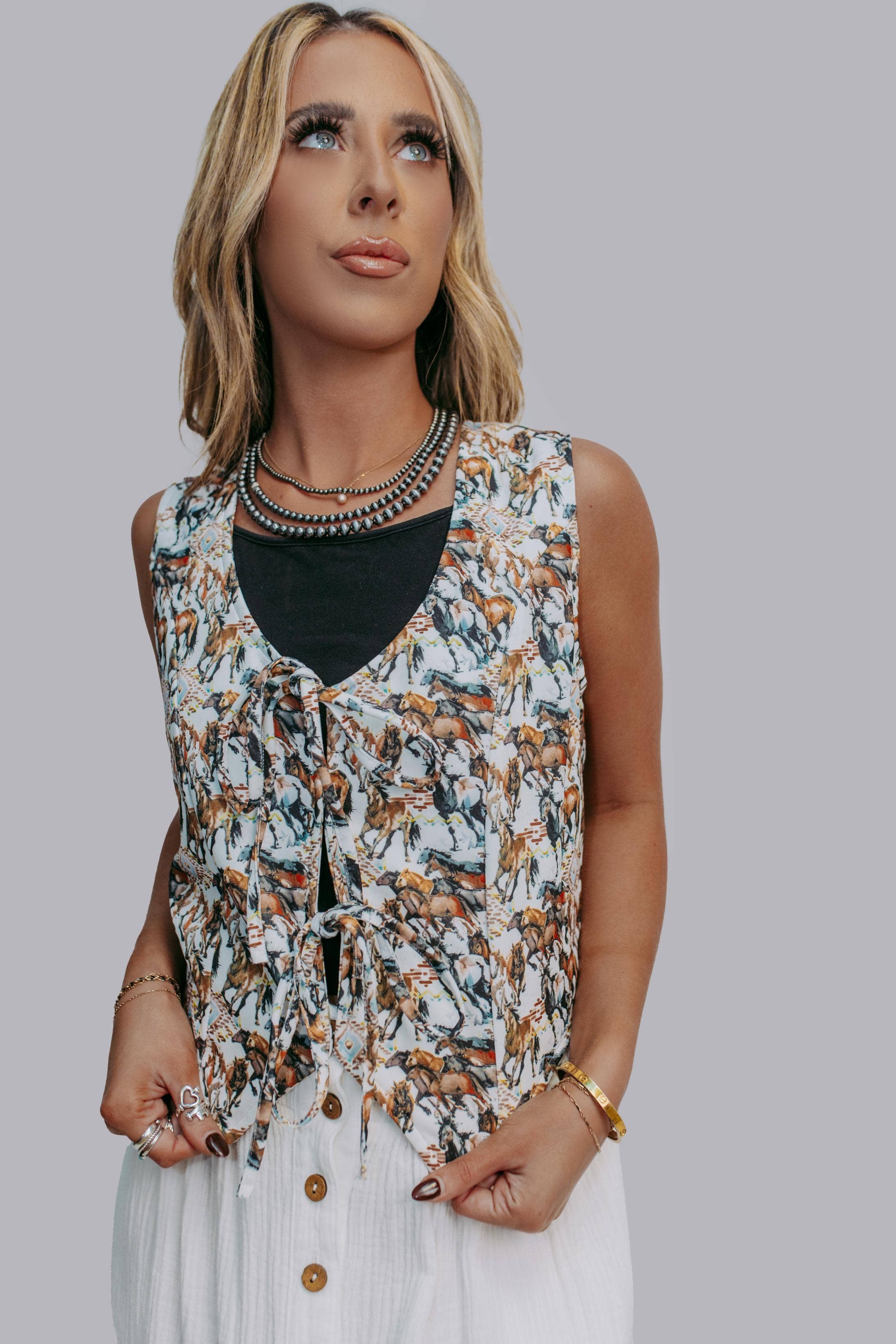 MK601 Buckaroo Front Tie Vest for wholesale on Faire6