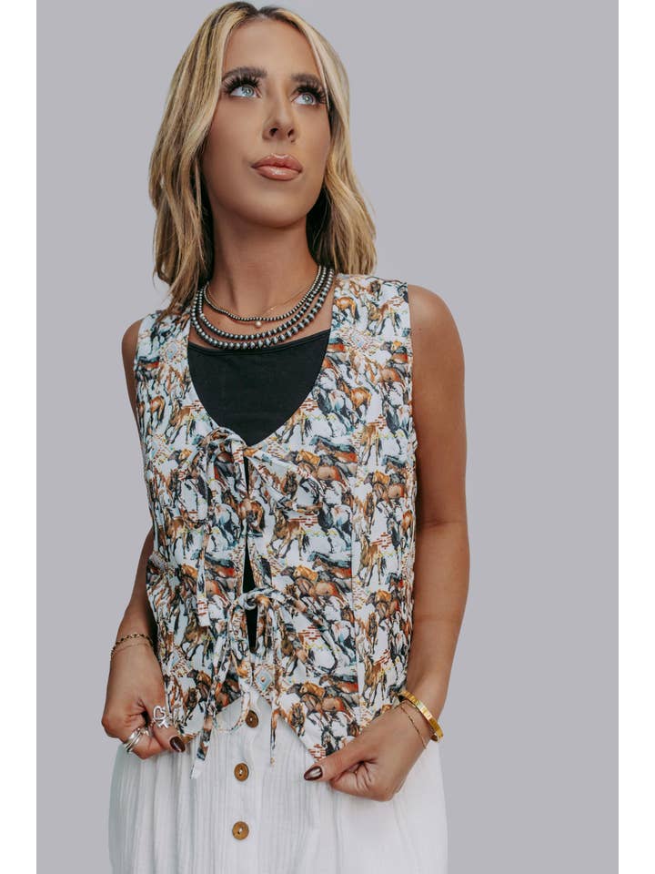 MK601 Buckaroo Front Tie Vest for wholesale on Faire6