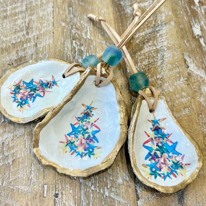 Coast and Cork - Wholesale Ornament - Coastal Christmas Tree Ornament - Oyster Shell2