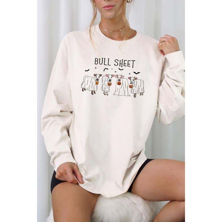 COLORBEAR - Wholesale Graphic Sweatshirt - Women's - BULL SHEET,HALLOWEEN,GHOST COWS UNISEX RIB CUFFS LONG9