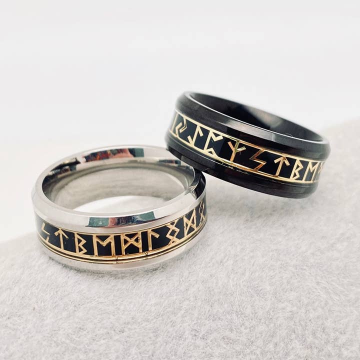 8 mm glänzender Ring aus vikingerrunem Titanstahl — MJ/MR für den Großhandel von Mio Queena