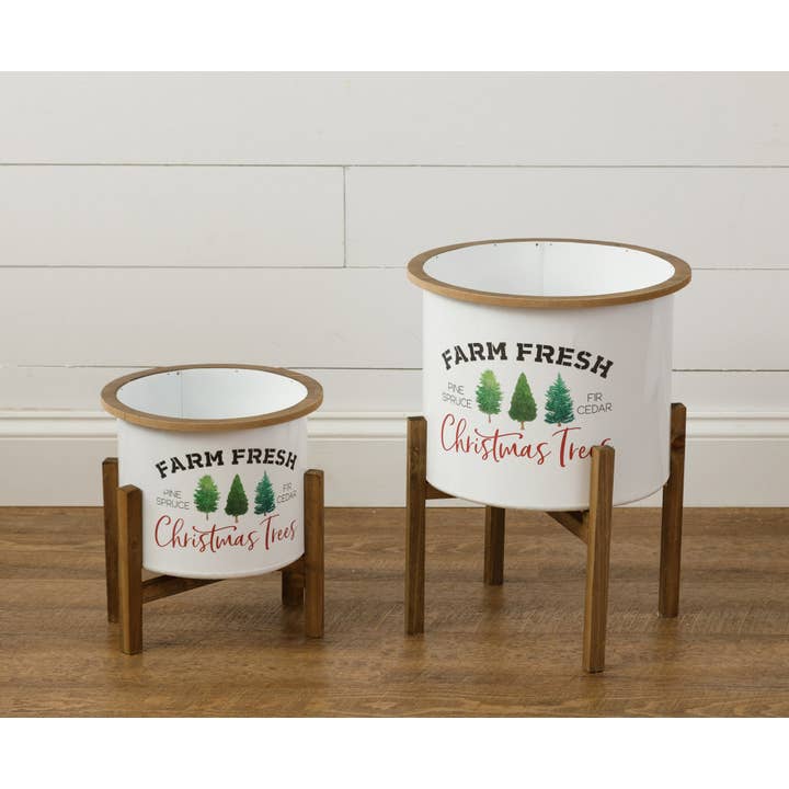 Audrey's Home & Gift - Wholesale Plant Pot - Farm Fresh Christmas Trees Planters (Set Of 02)