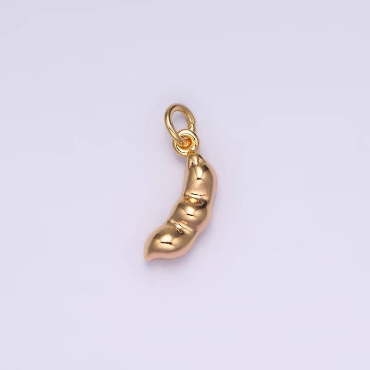 16K Gold Filled Triple Peapod Peanut Geometric Curved Minimalist Mini Add-On Charm | AG108 for wholesale by Aim Eternal