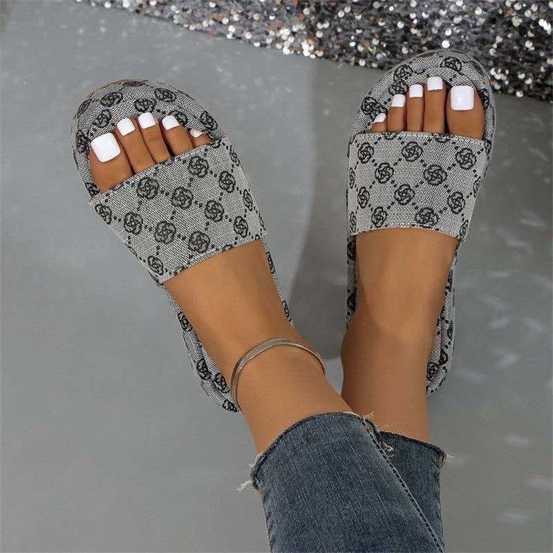 UZ Wholesale Store - Wholesale Slides - Women's - Plum Blossom Embroidery Thick-Soled Slides in Large Size4