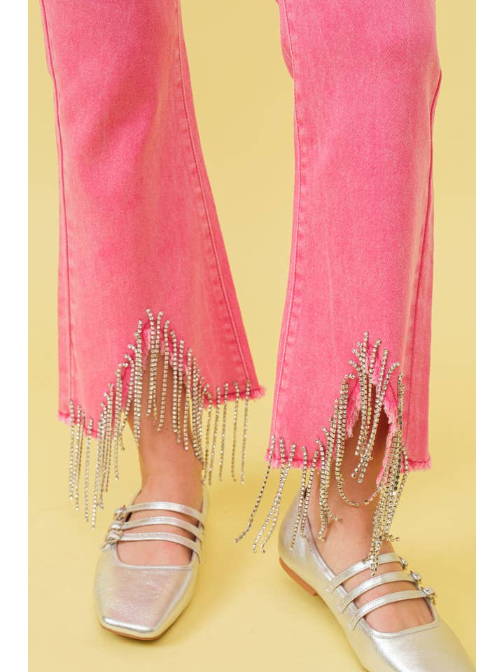 Blue B - Wholesale Jeans - Women's - 1365P - RHINESTONE FRINGE DENIM PANTS13