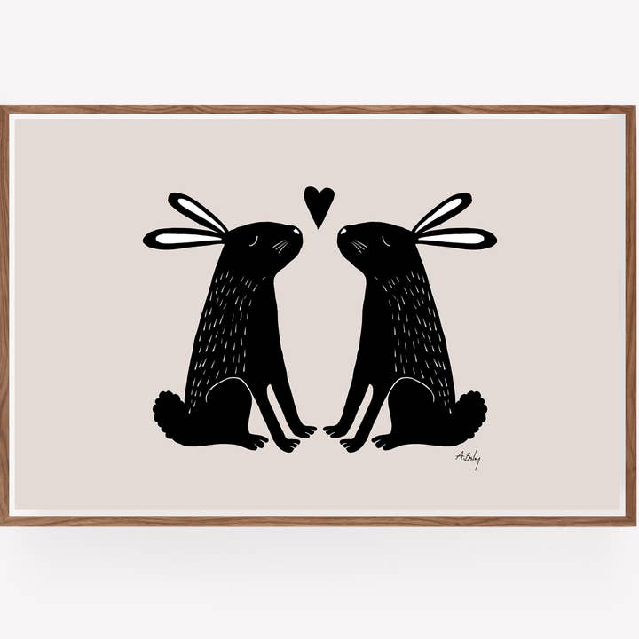Um coelho para amar - arte de parede escandinava por atacado de Annie Bailey Art