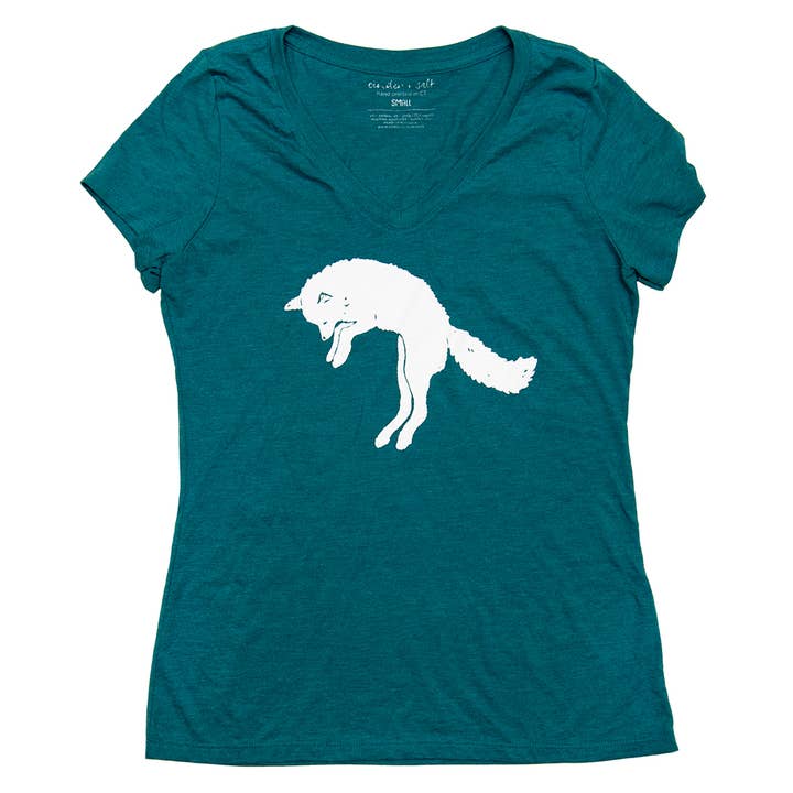 Cinder + Salt - Wholesale Screen Printed T-Shirt - Women's - Arctic Fox Ladies V-Neck Tee