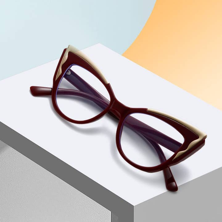 MKS America - Wholesale Eyeglasses - Women's - Large-Framed Cat-Eye Contrast Y2k Panelled Glasses9