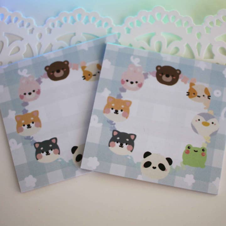 Bloc mémo Vichy bleu pastel PKCSQUAD pour la vente par Paperkumaco