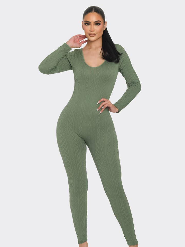 Combinaison à manches longues en texture de chaîne pour la vente par Lime All the Time