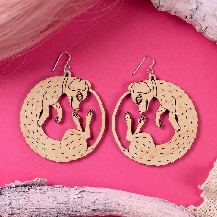 Wood Dog Earrings Large for wholesale by Darling Marcelle