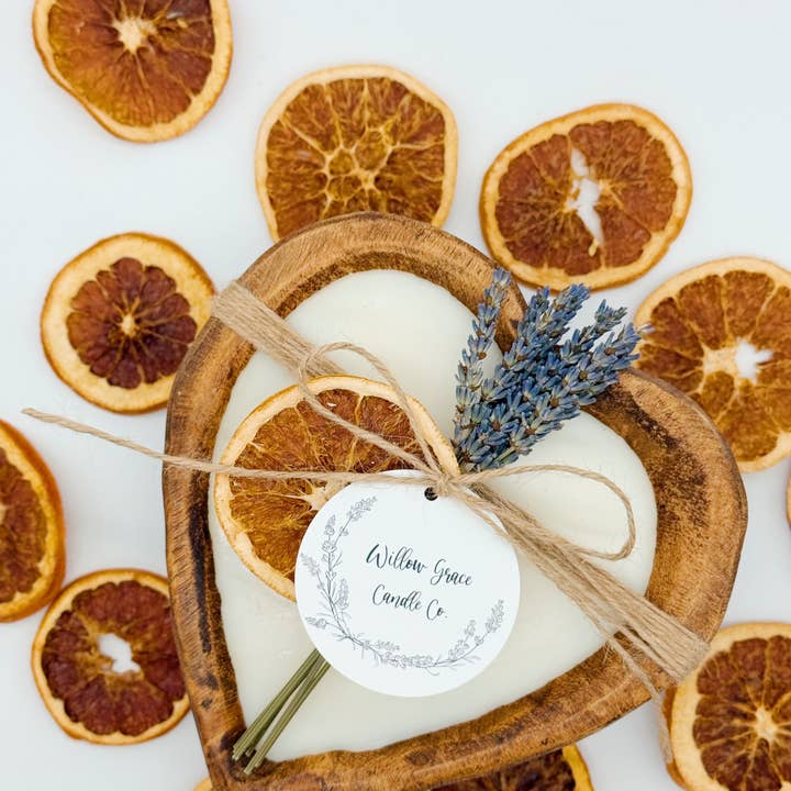 Summer Citrus Small Heart Dough Candle for wholesale by Willow Grace Candle Co