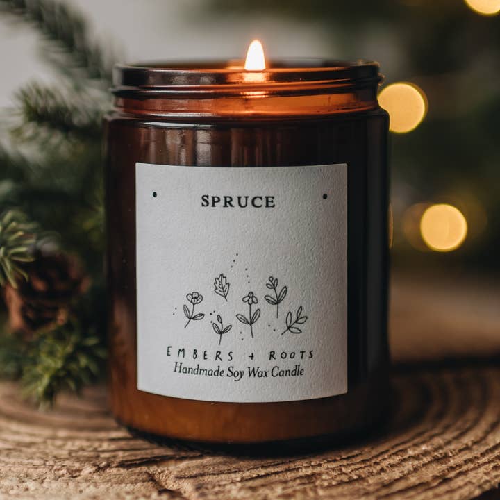 Embers & Roots – wholesale Jar/filled candle – Spruce Christmas Tree Soy Candle0