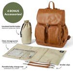 OiOi - Wholesale Diaper Bag - Baby - Signature Nappy Backpack - Tan Vegan Leather