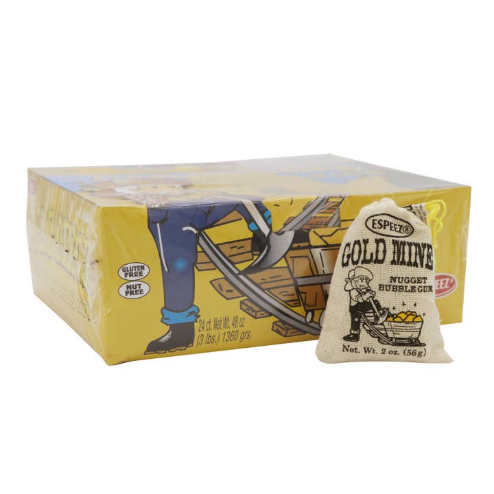 Grandpa Joe's Candy Shop - Wholesale Chewing Gum - Espeez Gold Mine Rock Bubble Gum, 24ct