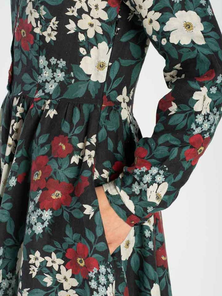 Night Garden Classic – Midi Linen Dress with Peter Pan Collar for wholesale on Faire9