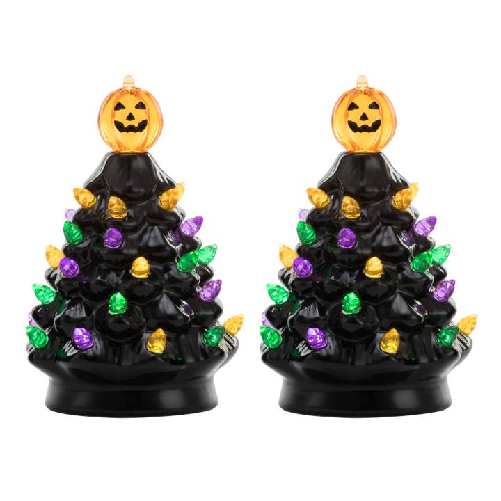 Mr. Christmas - Wholesale Decorative Tabletop Object - Mr. Halloween Set Of 2 Mini Halloween Trees - Black