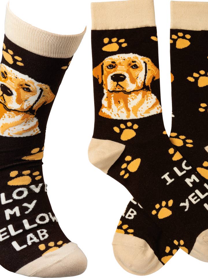 Primitives by Kathy - Wholesale Socks - Unisex - I Love My Yellow Lab Socks