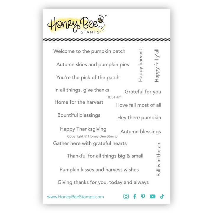 Mini Messages: Fall - 4x6 Photopolymer Stamp Set for wholesale by Honey Bee Stamps