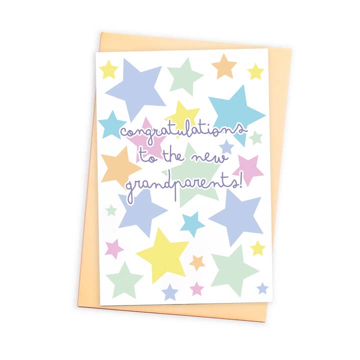 Carte de félicitations pour les nouveaux grands-parents avec étoiles colorées pour la vente par size3art