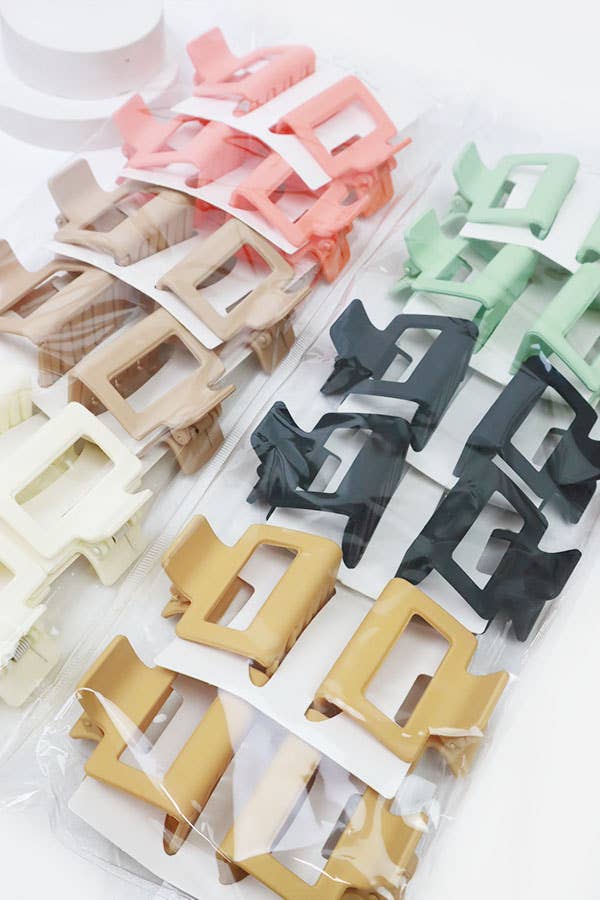 MIX COLOR Small Matt Cut Out Rectangle Hair Claw for wholesale on Faire6