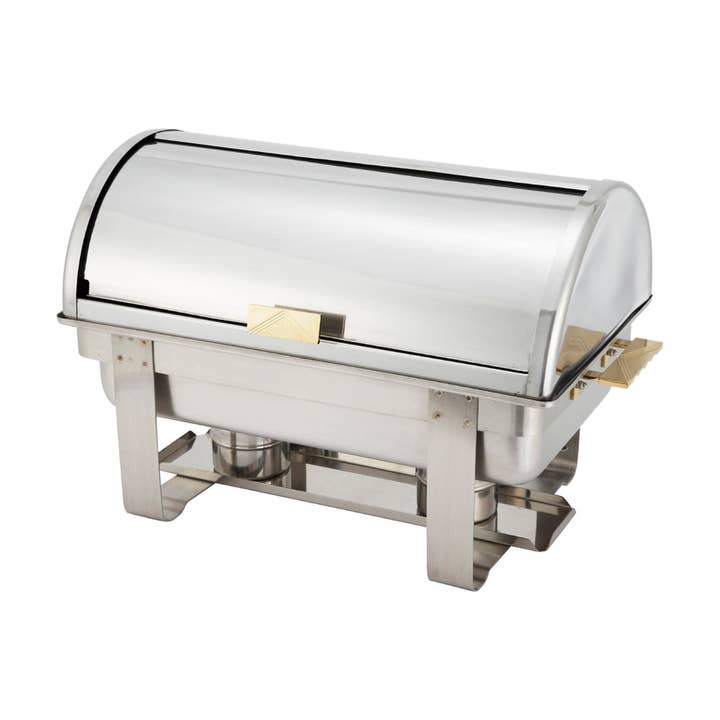 EcoQuality - Wholesale Kitchen Appliance - 8 Quart Deluxe Full Size Rectangular Gold Accent Chafer