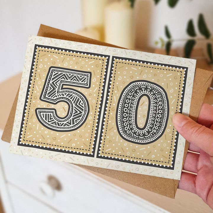Jess A Little Creative - Wholesale Birthday Card - Unique Gold 50th Birthday Card1