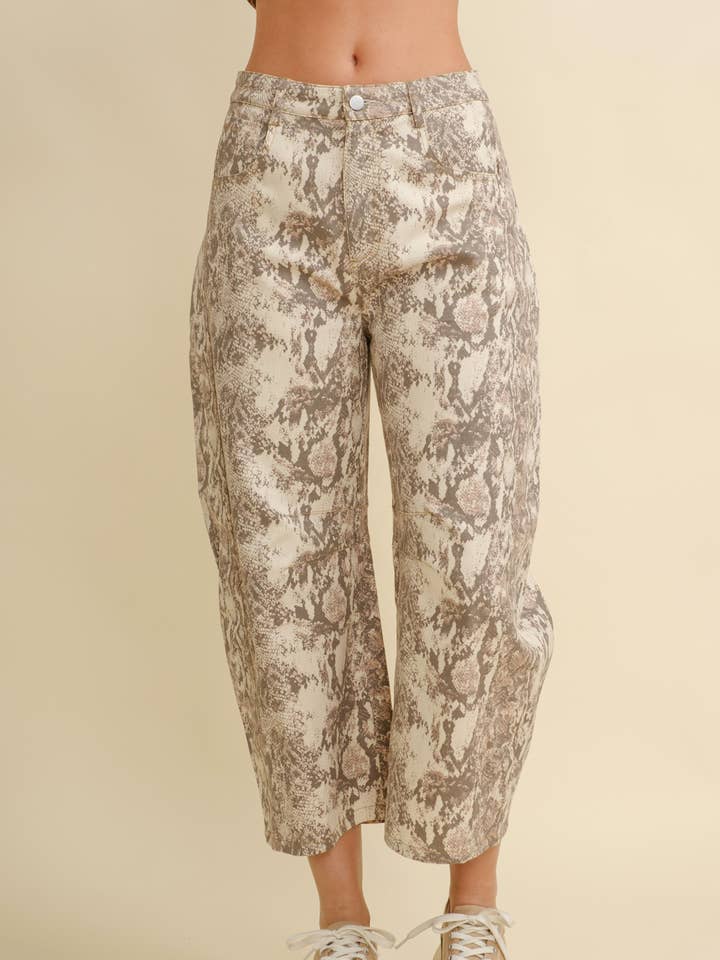 CP18328 - SNAKE PRINT BARREL PANTS for wholesale by Cloud Ten