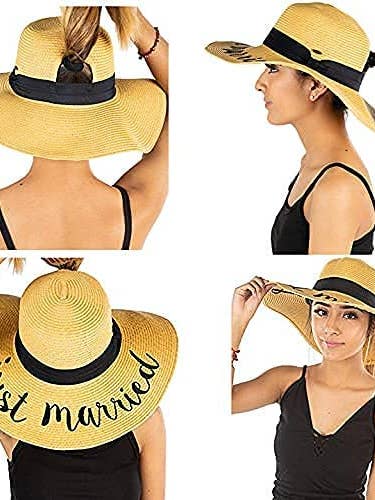 Messy Bun Sun Hat - Just Married for wholesale by Funky Junque