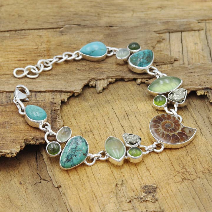 Jay Jools - Wholesale Link & Chain Bracelet - Fossil Ammonite Bracelet - 925 Silver Unique Gemstone3