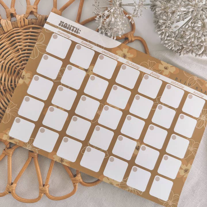 Bujo Bae - Wholesale Notepad - Puakenikeni in Honey Hue | Monthly Notepad