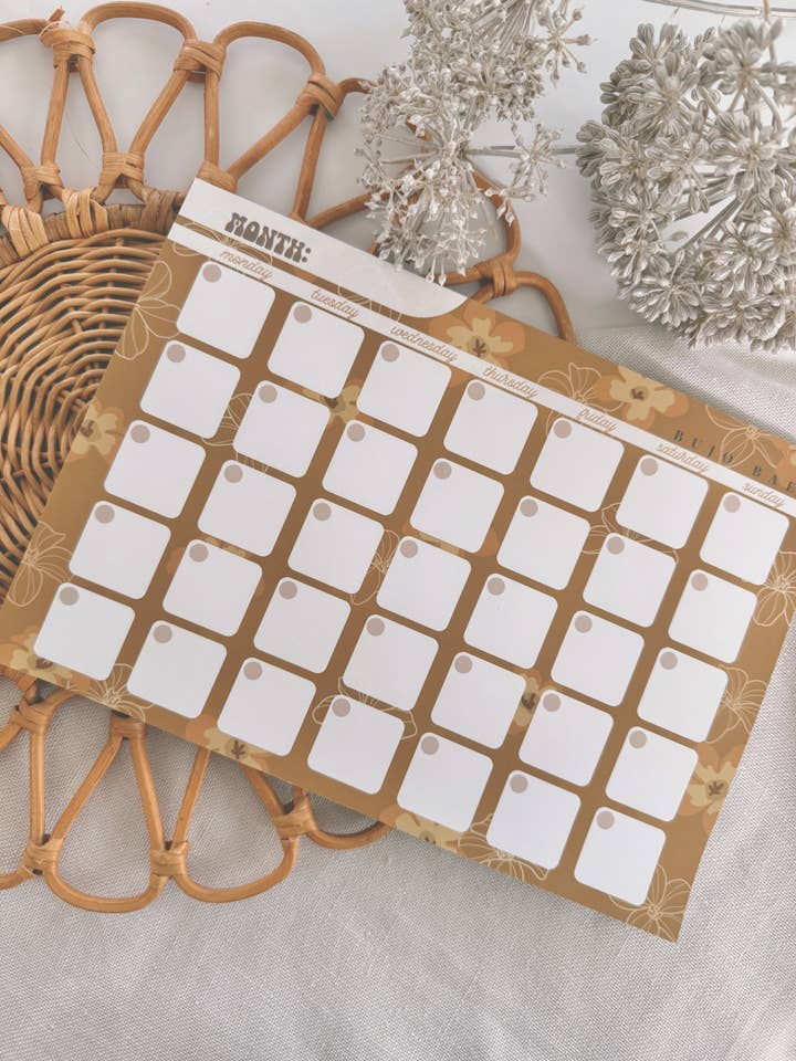 Puakenikeni in Honey Hue | Monthly Notepad for wholesale by Bujo Bae