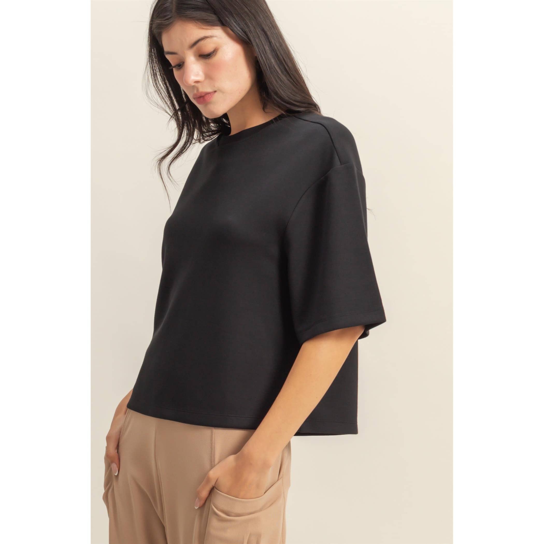 HYFVE - Wholesale Shirt - Women's - Double Knit Drop Shoulder Everyday Basic Top15