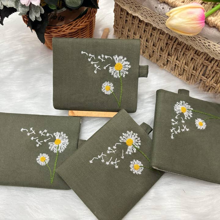 Wallet| Handmade Embroidered Purse, Card Wallet- Green tone for wholesale by Maple Dream Store