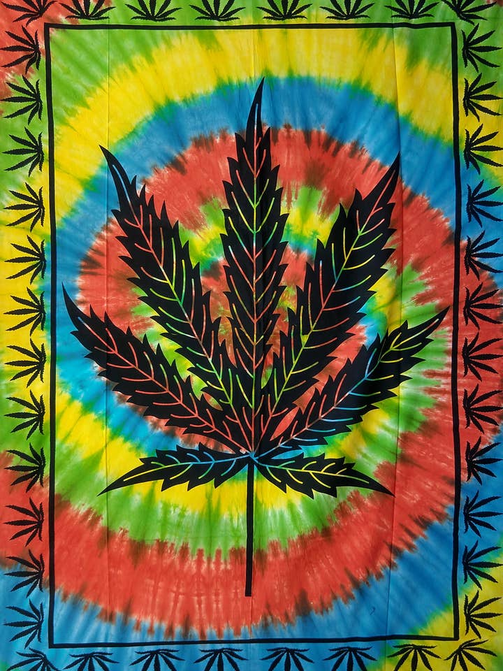 Tapeçaria de folha de cânhamo Queen Tie-Dye (B328D) por atacado de Rising International Inc