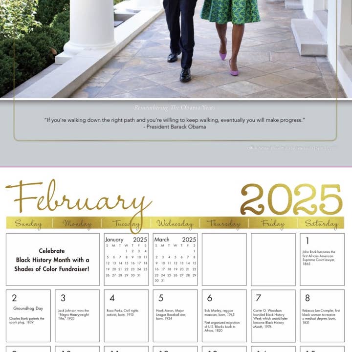 Shades of Color, LLC - Wholesale Calendar - 2025 The Obama Years Wall Calendar