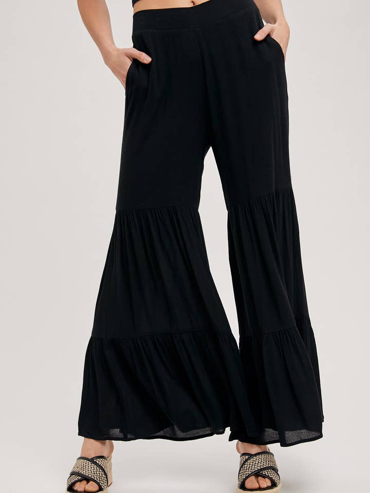 Bluivy - Vente Pantalon – femme - Pantalon ample à volants sans doublure