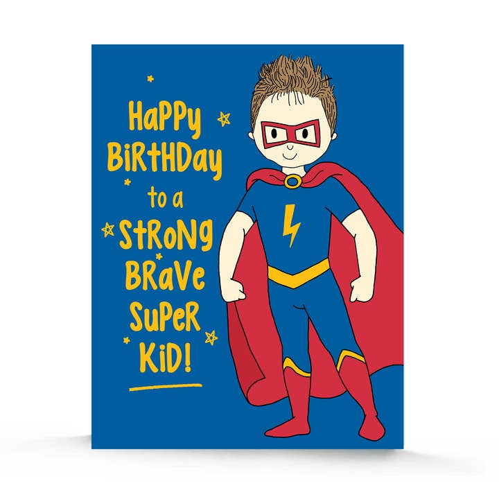 Superhero Boy Birthday Card- Dark Blue for wholesale by Stacey M Design