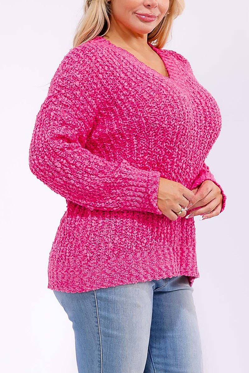 ROUSSEAU - Wholesale Knit Sweater - Women's - LONG SLEEVE V-NECK KNIT PULLOVER SWEATER15